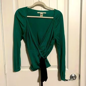 Green viscose emerald color wrap top by Diane Von Furstenburg